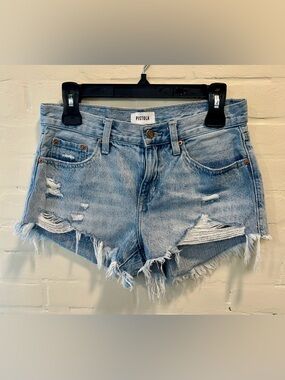 Pistola Distressed Light Wash Cut Off Shorts Size 26